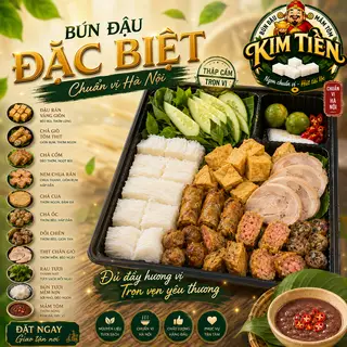 Hình ảnh [ SUPER COMBO 8 Loại Topping] 2 Bún Đậu Đặc Biệt Hoàng Gia + 2 Nước Tuỳ Chọn