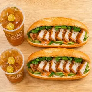Hình ảnh Combo 2 Bạn Trưa Nhanh (2 Bánh Mì + 2 Trà Tắc)