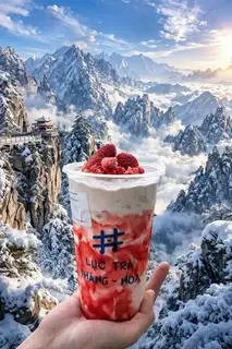 Hình ảnh Trà Sữa Kem Dâu Sấy Núi Tây Thiên