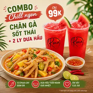 Hình ảnh ComBo 1 Chân Gà Sốt Thái Size S+ 2 Ly Nước Tùy Chọn