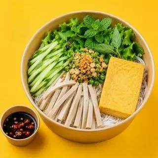 Hình ảnh Bún chả lụa đậu hũ chay