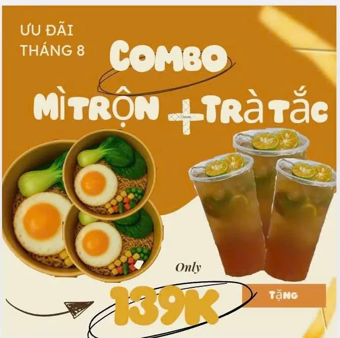 Hình ảnh combo tam ka 3 mì trộn 3 trà tắc 
