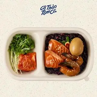 Hình ảnh Set 4 - Cơm GẠO LỨT cá hồi, tôm, trứng ngâm tương