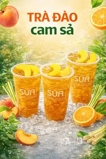 Hình ảnh Trà đào cam sả size L 700 ml