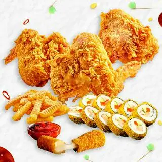 Hình ảnh Combo 03 cánh - khoai - gimbap chiên - phomai que