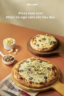 Hình ảnh Pizza nhân bò ngô nấm sốt tiêu đen