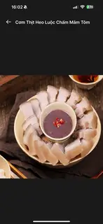 Hình ảnh Cơm Thịt Luộc Chấm Mắm Tôm