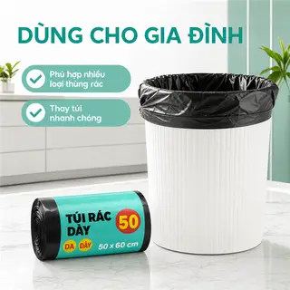 Hình ảnh Túi Rác Dày 50x60cm 50 Túi, Thiết Kế Tiện Dụng, Dễ Sử Dụng