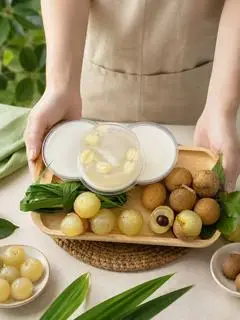 Hình ảnh Rau Câu Dừa Sen Nhãn Kem Cheese