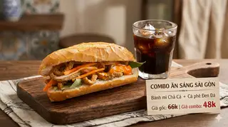 Hình ảnh Combo 1 : Bánh mì chả cá + Cà Phê Đen Đá