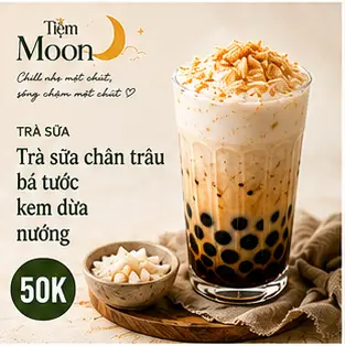 Hình ảnh Trà sữa bá tước chân châu kem dừa nướng