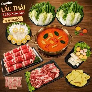 Hình ảnh Lẩu Thái Ba Chỉ Bò Mỹ Sườn Sụn 4-6 Người