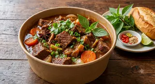 Hình ảnh Bò kho bánh mì đặc biệt - Special beef stew with Vietnamese baguette