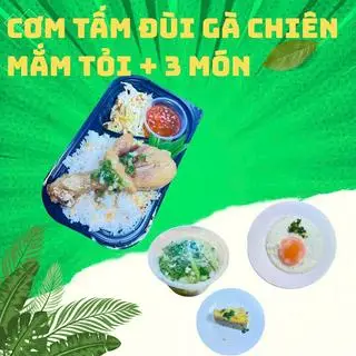 Hình ảnh Cơm Tấm Đùi Gà Chiên Mắm + 3 Món