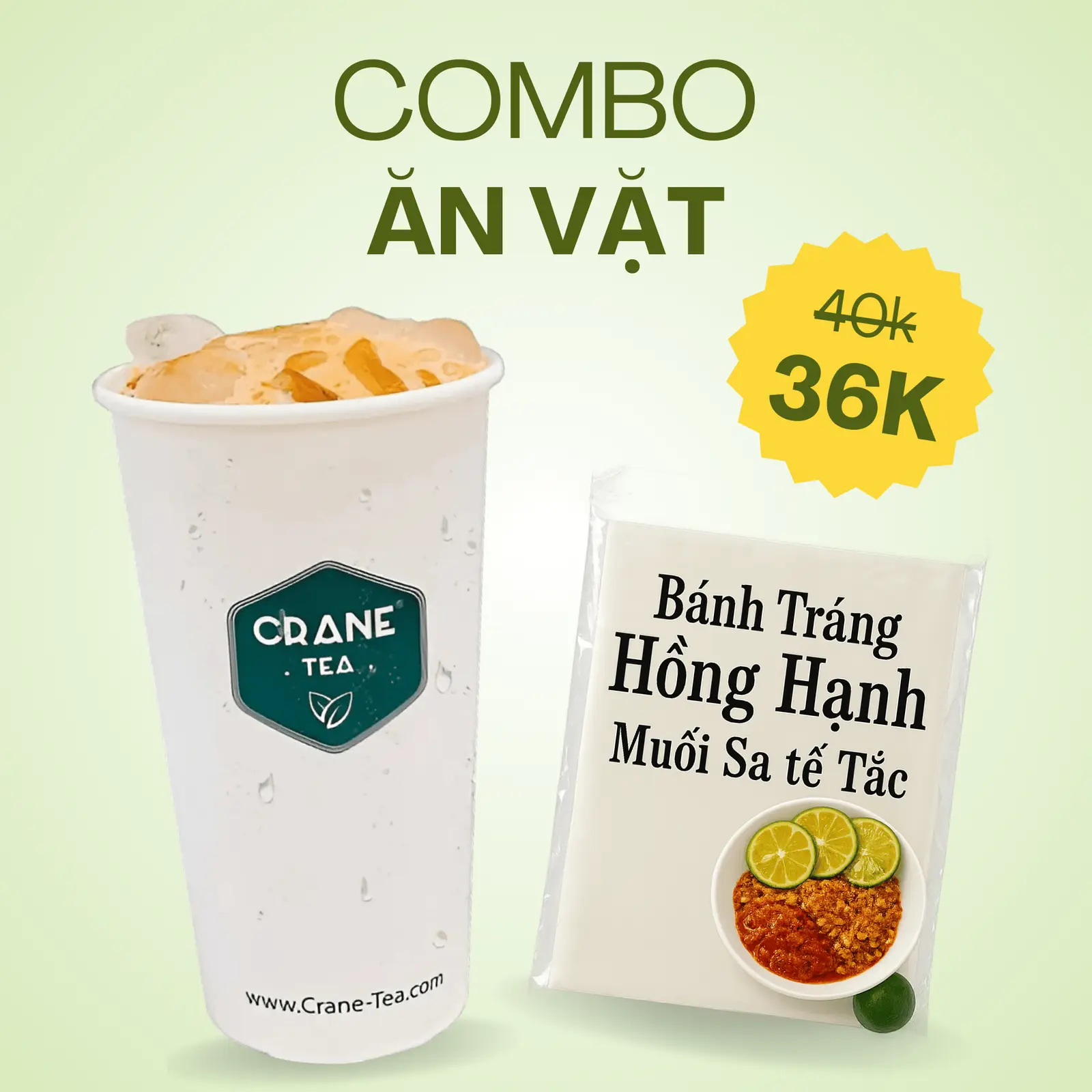 Hình ảnh Combo Trà Sữa & Bánh Tráng Sate Tắc