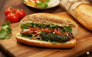 Hình ảnh Bánh mì Thịt Nướng + Bò Lá Lốt sốt đặc biệt