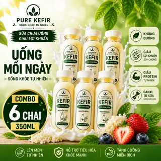 Hình ảnh Sữa Chua Kefir Không Đường Chua Dịu Dễ Uống - Combo 6 chai 350ml