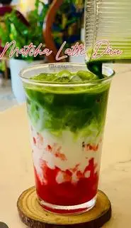 Hình ảnh matcha latte đào