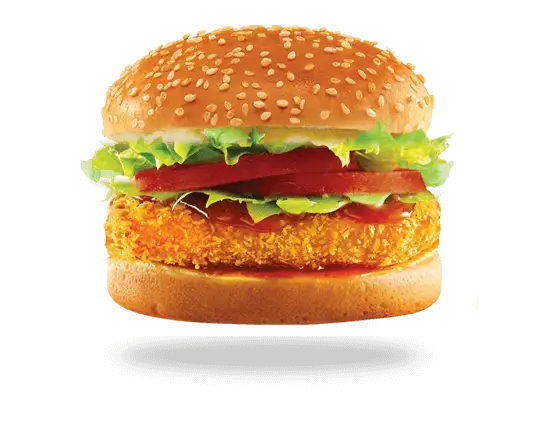 Hình ảnh Hamburger Gà (Thịt gà xay chiên giòn, sốt, cà chua, dưa leo, xà lách)