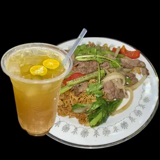 Hình ảnh Combo: Mì gói xào bò - Trà lài tắc