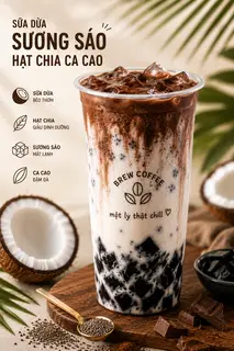 Hình ảnh Cacao sữa dừa  -  sương sáo hạt chia 