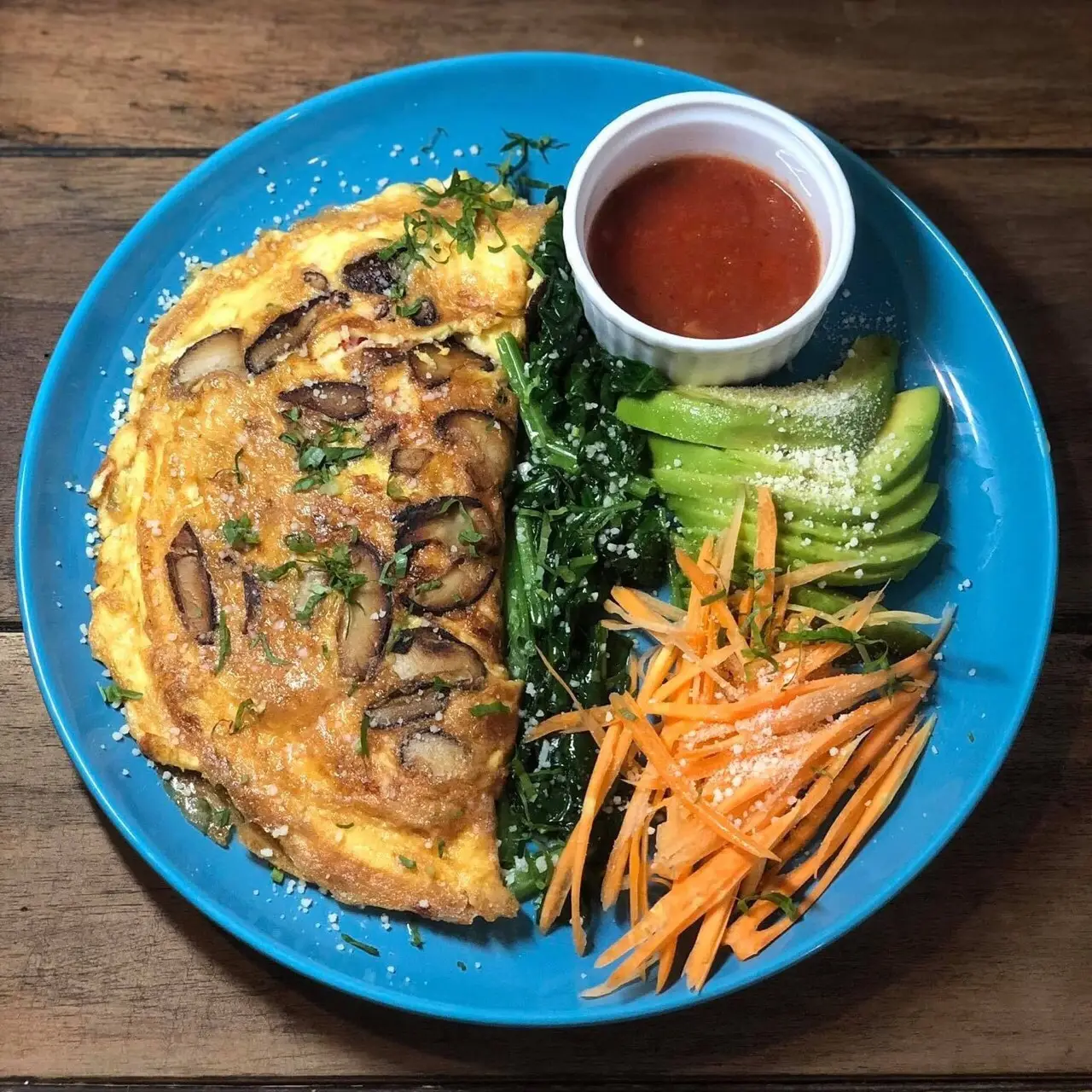 Hình ảnh F1.2 Egg, spinach & cheese. ( trứng chiên, cải bó xôi & phomai )