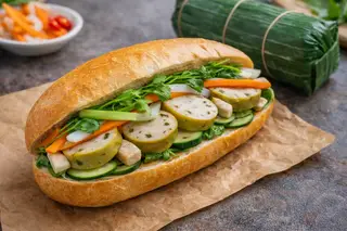 Hình ảnh Bánh mì  chay chả lụa 