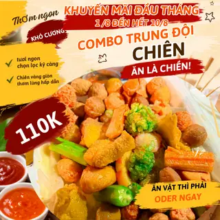 Hình ảnh combo TRUNG ĐỘI Tặng 1 ly Trà Tắc + đậu bắp+dưa leo+ tương ăn kèm ( đặc biệt sa tế tỏi siêu cay)