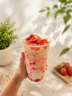 Hình ảnh Sữa Chua Dâu Sấy Kem Phô Mai
