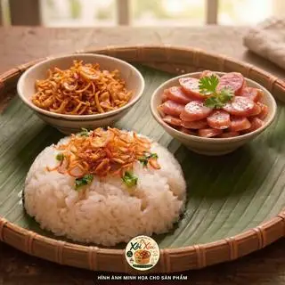 Hình ảnh Xôi Xúc Xích + Hành Phi
