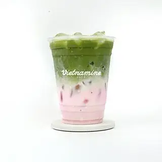 Hình ảnh Trà xanh sữa dâu - matcha latte dâu