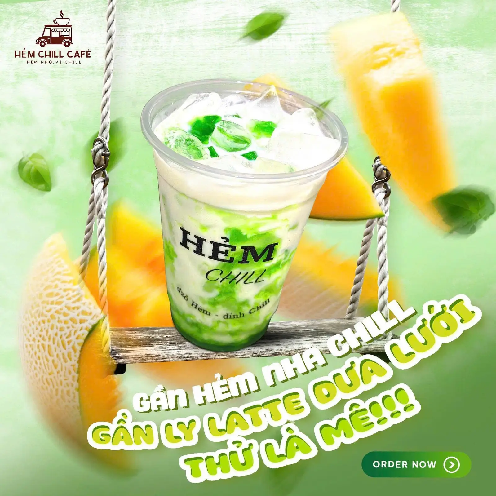 Hình ảnh Matcha latte dưa lưới