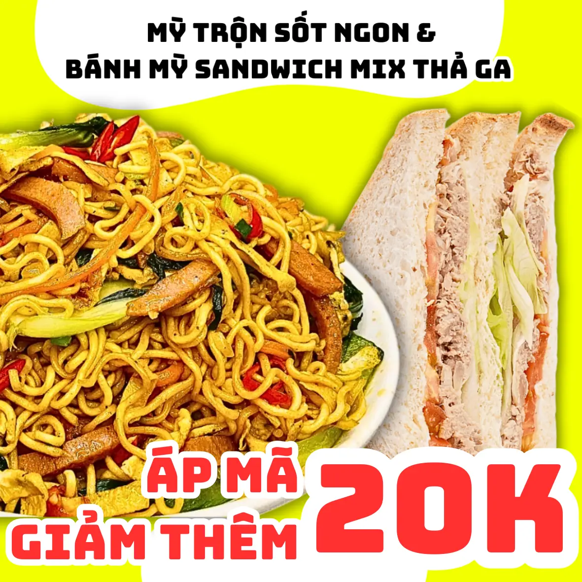 Hình ảnh Bánh Mỳ Sandwich + Mỳ Trộn Sốt Ngon Mix Thả Ga