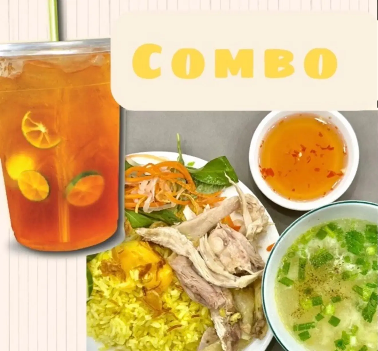 Hình ảnh Combo cơm gà ta xé - trà tắc