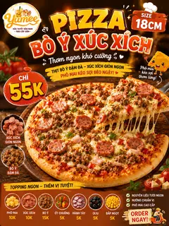 Hình ảnh Pizza size 18cm bò Ý xúc xích