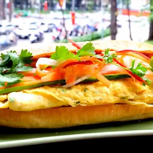 Hình ảnh Bánh mì nem khoai + Trà xanh