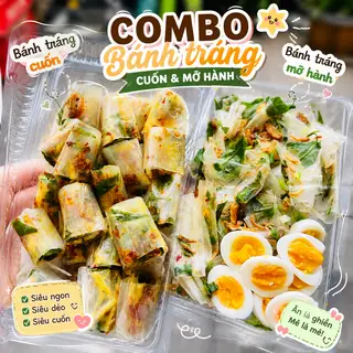 Hình ảnh Combo 1 bánh tráng cuốn + 1 bánh tráng mỡ hành