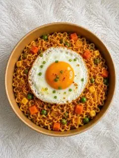 Hình ảnh mì trộn trứng ốp la 