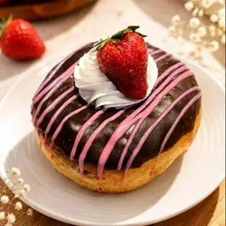 Hình ảnh Donut Socola Sọc Dâu Tây
