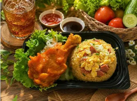 Hình ảnh Combo cơm gà chiên mắm - trà tắc