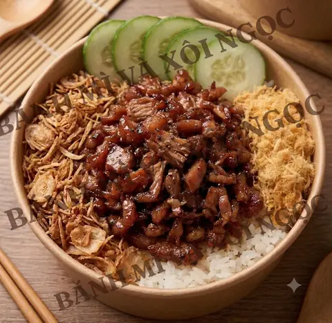 Hình ảnh Xôi thịt nướng ruốc hành