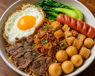 Hình ảnh mì trộn tóp mỡ thập cẩm 
