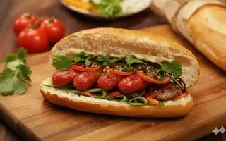Hình ảnh Bánh mì Nem Nướng + Thịt Nướng sốt đặc biệt