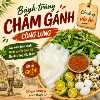 Hình ảnh Bánh tráng chấm gánh còng lưng CÓ TRỨNG