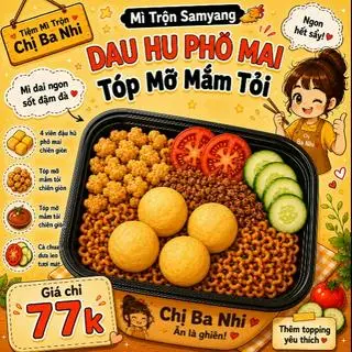 Hình ảnh mì samyang trộn đâu hủ pho mai 