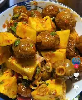 Hình ảnh BÒ VIÊN CHÂN GÀ GÂN BÒ SỐT THÁI