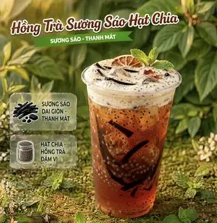Hình ảnh hồng trà sương sáo hạt chia