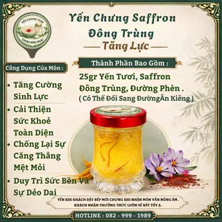 Hình ảnh {Tăng Lực Mã 10} Yến Chưng Tươi Nóng Saffron , Đông Trùng Tăng Cường Sinh Lực ( 1 Hũ 100ml