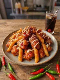 Hình ảnh Gà viên tokbokki sốt cay + coca