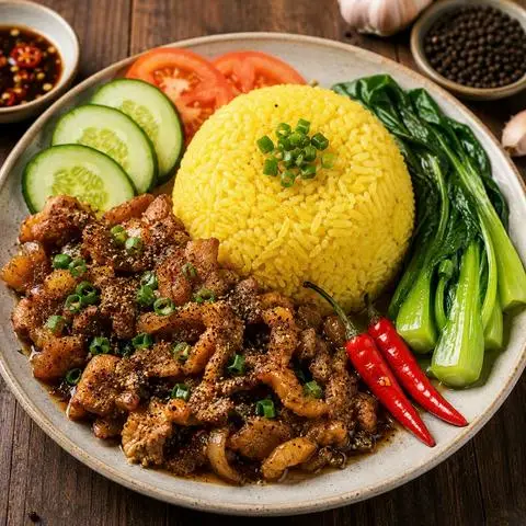 Hình ảnh CƠM BA RỌI SỐT TIEU ĐEN 